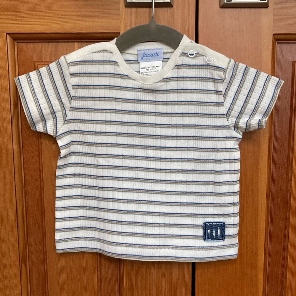 Jacadi Blue and White Striped Short Sleeve Tee NWT 6 months.